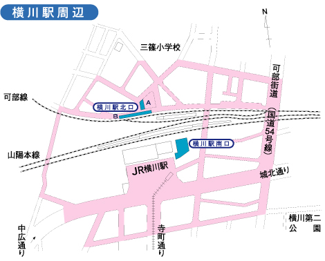 横川駅周辺駐輪場位置の画像