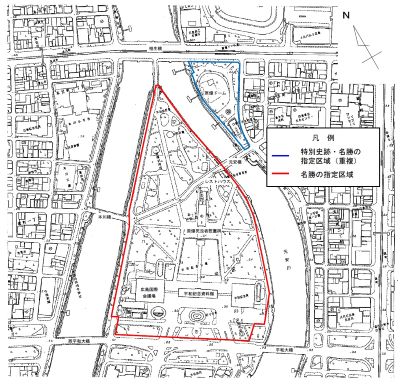 地図：史跡・名勝の範囲