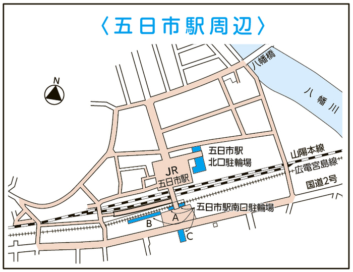 地図：五日市駅周辺　放置規制区域図