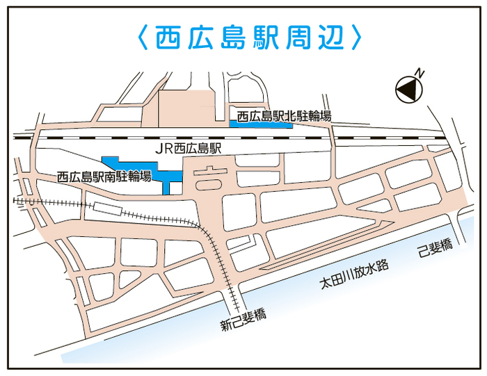 地図：西広島駅周辺　放置規制区域図