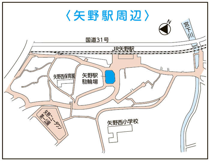 地図：矢野駅周辺　放置規制区域図