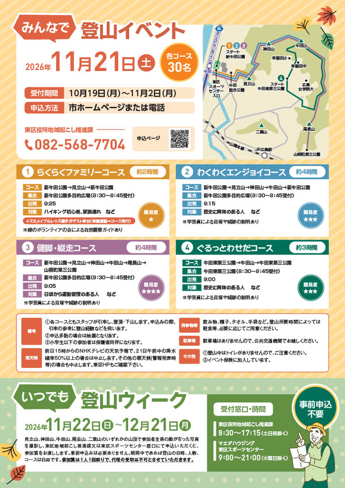 第13回東区牛田山ぐるっとハイキングチラシ(裏面)