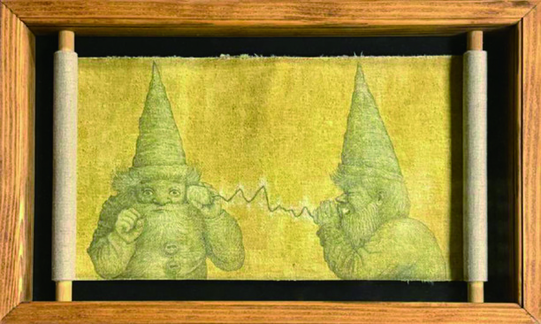 写真：油絵展示作品　いたずら電話　井上直哉