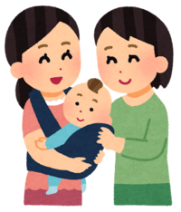 イラスト：赤ちゃんを抱っこする女性