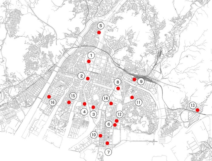 地図:マンホールトイレ箇所図(令和7年3月31日時点)