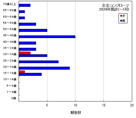 グラフ:尖圭コンジローマ 今年の累計