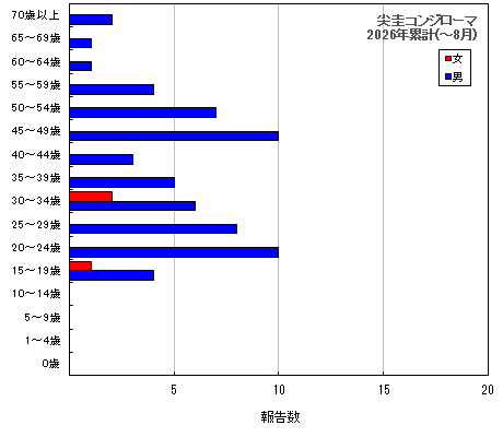 グラフ:尖圭コンジローマ 今年の累計