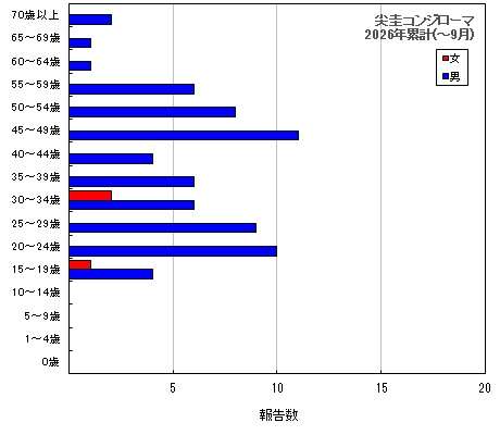グラフ:尖圭コンジローマ 今年の累計
