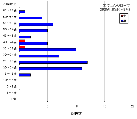 グラフ：尖圭コンジローマ　今年の累計