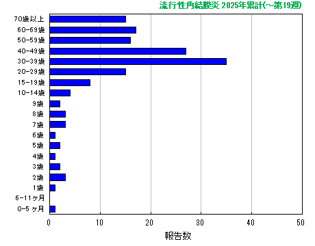 グラフ：流行性角結膜炎　今年の累計