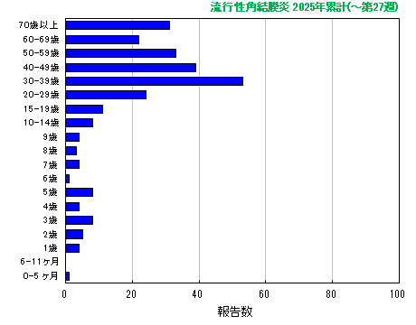 グラフ：流行性角結膜炎　今年の累計