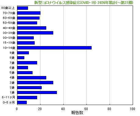 グラフ：新型コロナウイルス感染症（COVID-19）今年の累計