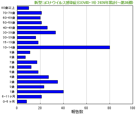 グラフ：新型コロナウイルス感染症（COVID-19）今年の累計