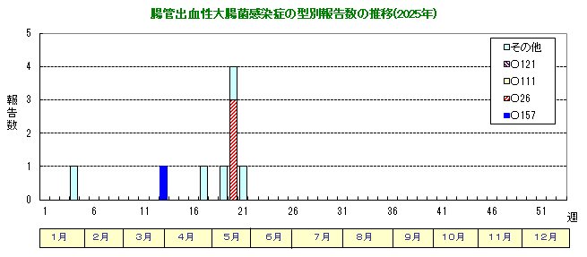 グラフ：腸管出血性大腸菌感染症の型別報告数の推移