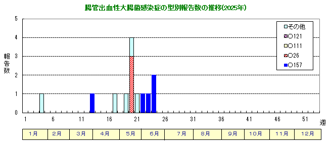 グラフ：腸管出血性大腸菌感染症の型別報告数の推移