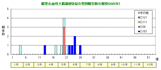 グラフ：腸管出血性大腸菌感染症の型別報告数の推移