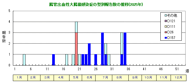 グラフ：腸管出血性大腸菌感染症の型別報告数の推移