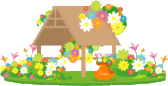 イラスト：花に囲まれた家