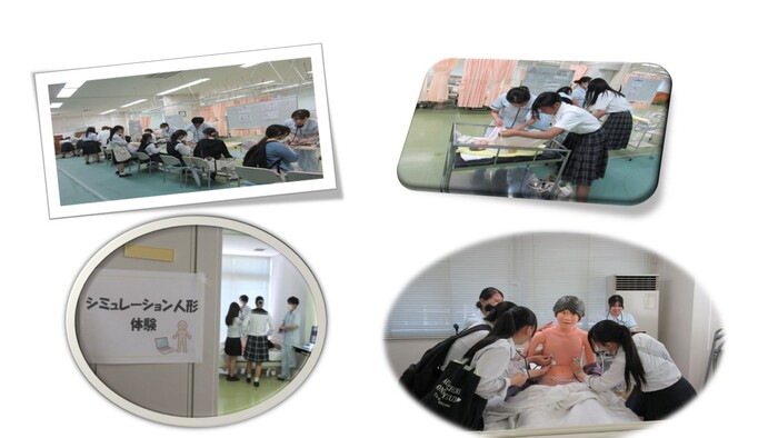 写真：看護体験をしている様子