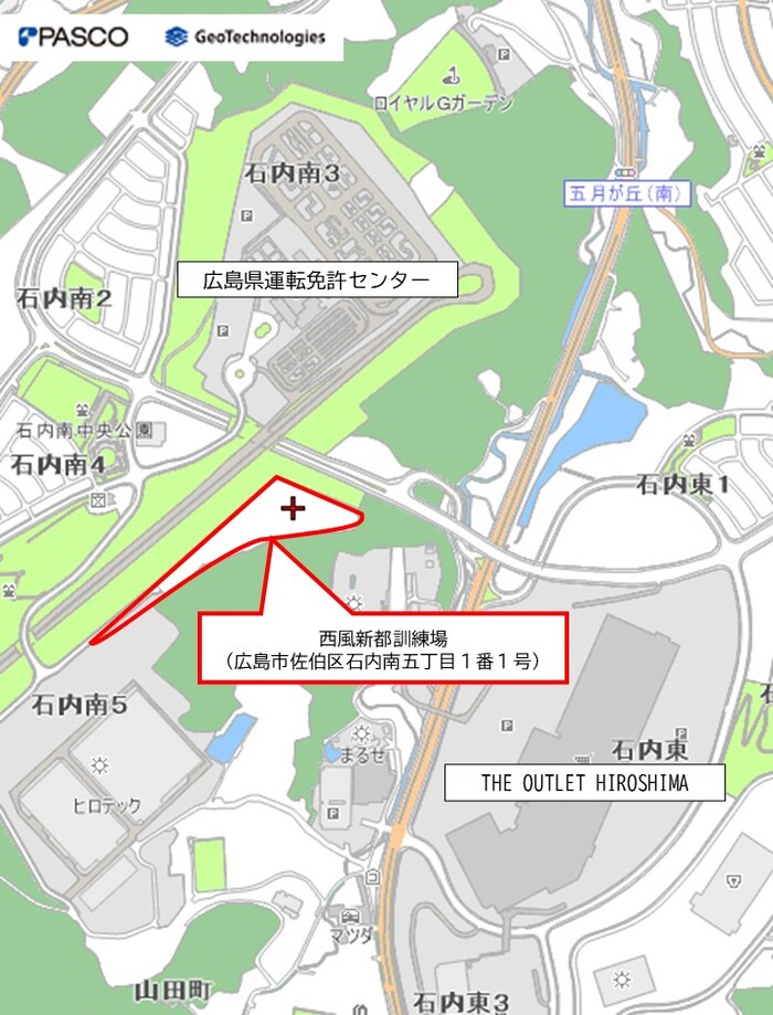 地図：西風新都訓練場付近見取り図