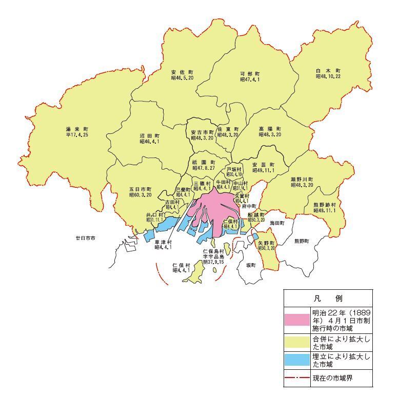 地図：市域の変遷