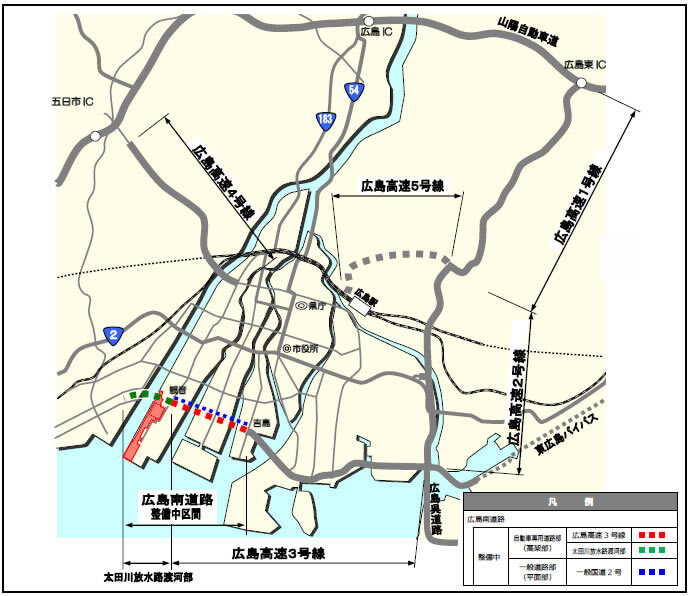 地図：広島市の広域道路ネットワーク