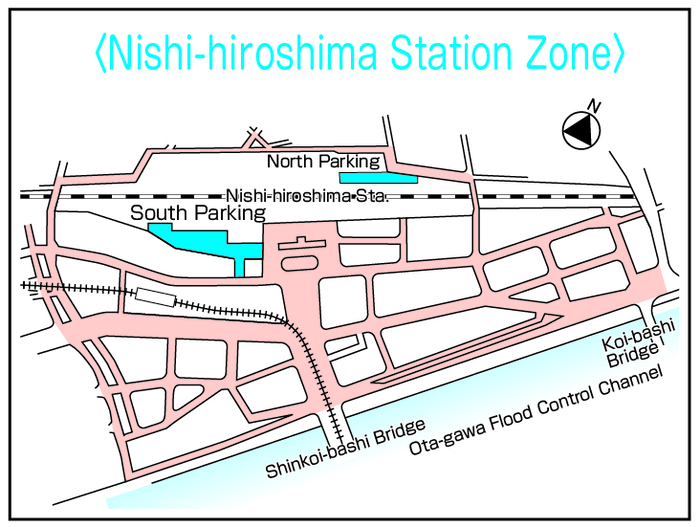 mapa：Sa paligid ng Nishi-Hiroshima Station