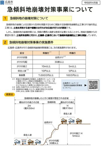 写真：急傾斜地崩壊対策事業のパンフレット