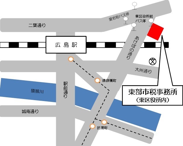 地図：東部市税事務所案内図