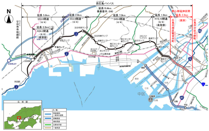 西広島バイパスの全体図