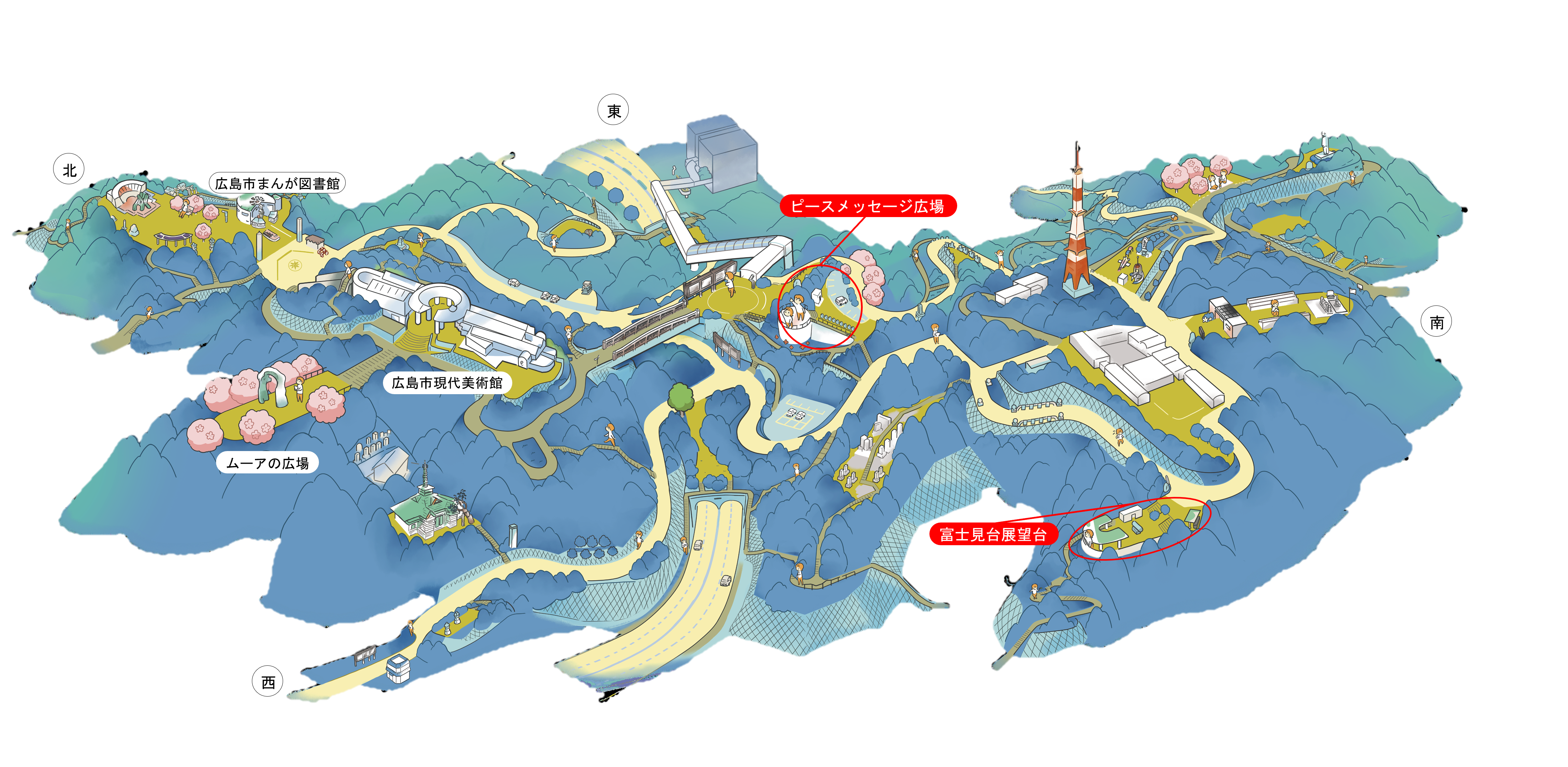 比治山公園の鳥観図