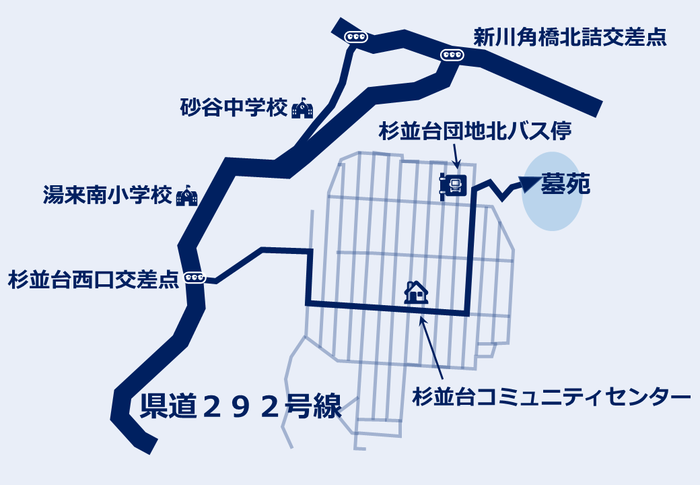 杉並台墓苑の所在地を示す地図