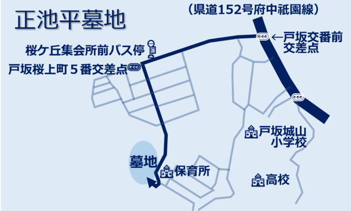 正池平墓地の所在地を示す地図