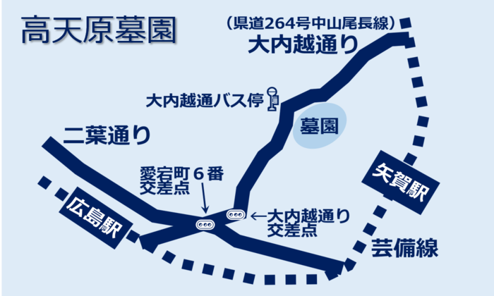 高天原墓園の所在地を示す地図