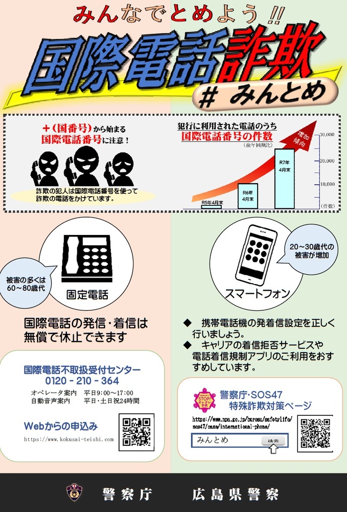 みんなでとめよう‼国際電話詐欺#みんとめ