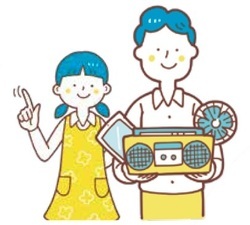 電化製品を持ち寄るイラスト