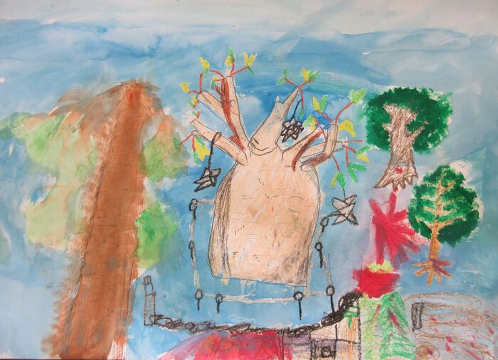 写真:広島市みどり生きもの協会理事長賞作品 大きくて太いバオバブの木