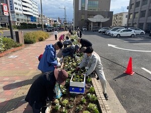 写真:わくわくストリート花壇作業風景