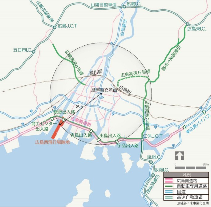 広島西飛行場跡地位置図の図