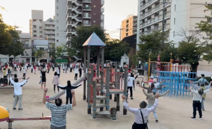 写真：舟入第一公園ラジオ体操の様子