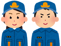 イラスト：女性消防団員と男性消防団員