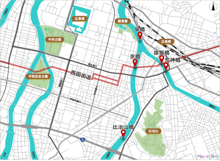 被爆橋の位置を表した画像