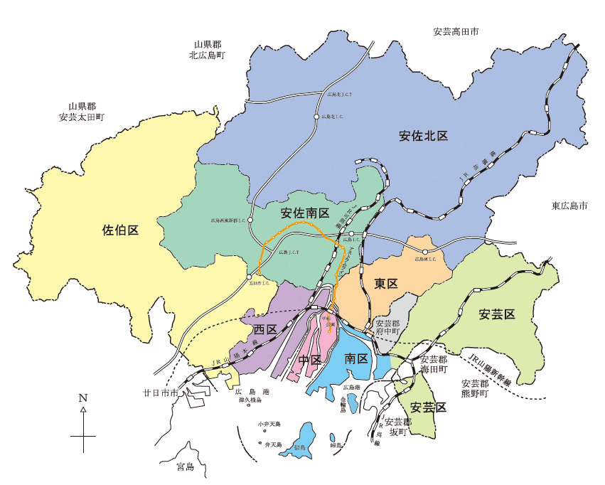 地図：広島市区割り