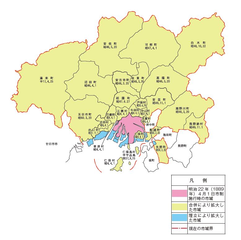 地図：市域の変遷