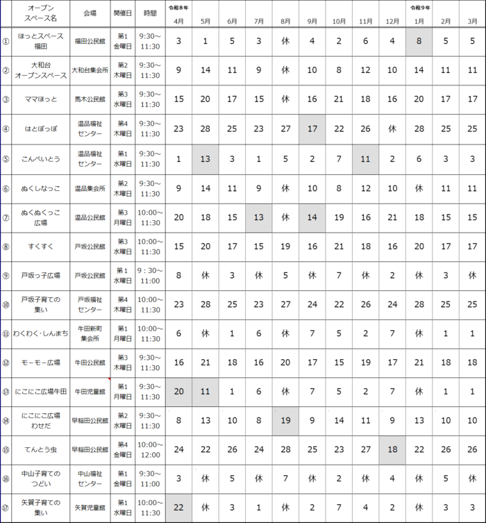 令和8年度 地域の子育てオープンスペース ちらし