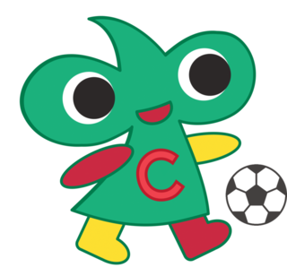 なかちゃんがサッカーボールを蹴っているイラスト