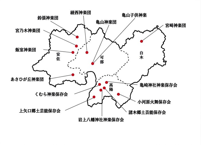 イラスト:区内神楽団分布図