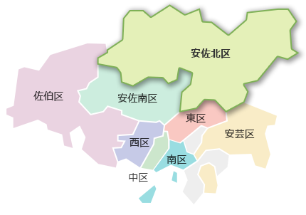 広島市区域図　安佐北区の位置