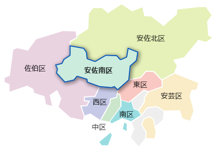 広島市区域図　安佐南区の位置