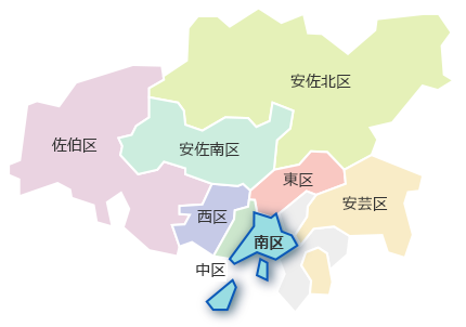 広島市区域図　南区の位置